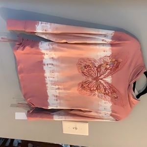 NEW long sleeve shirt with butterfly detail, girls size M